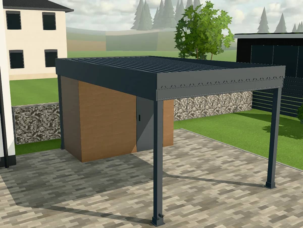3D-Konfigurator: Carport mit Geräteraum an der Rückseite