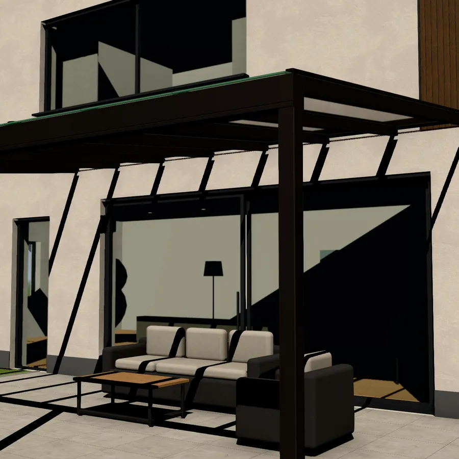 3D-Konfigurator: Terrassendach in RAL 9005 Tiefschwarz